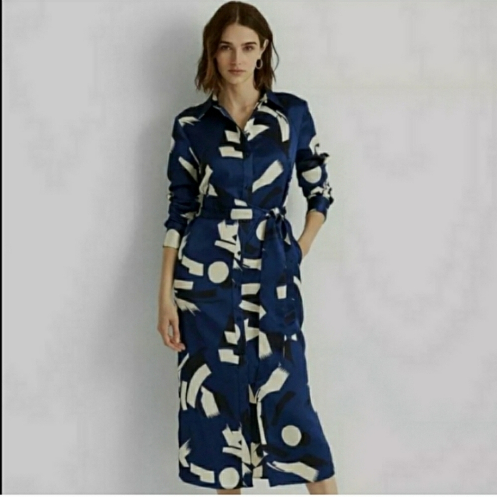 Lauren Ralph Lauren Midi Geometric Shirtdress